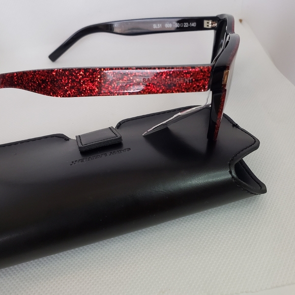 Yves Saint Laurent París Red Gritter Sunglasses - Picture 4 of 12